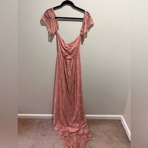 Pink lace maternity gown size S